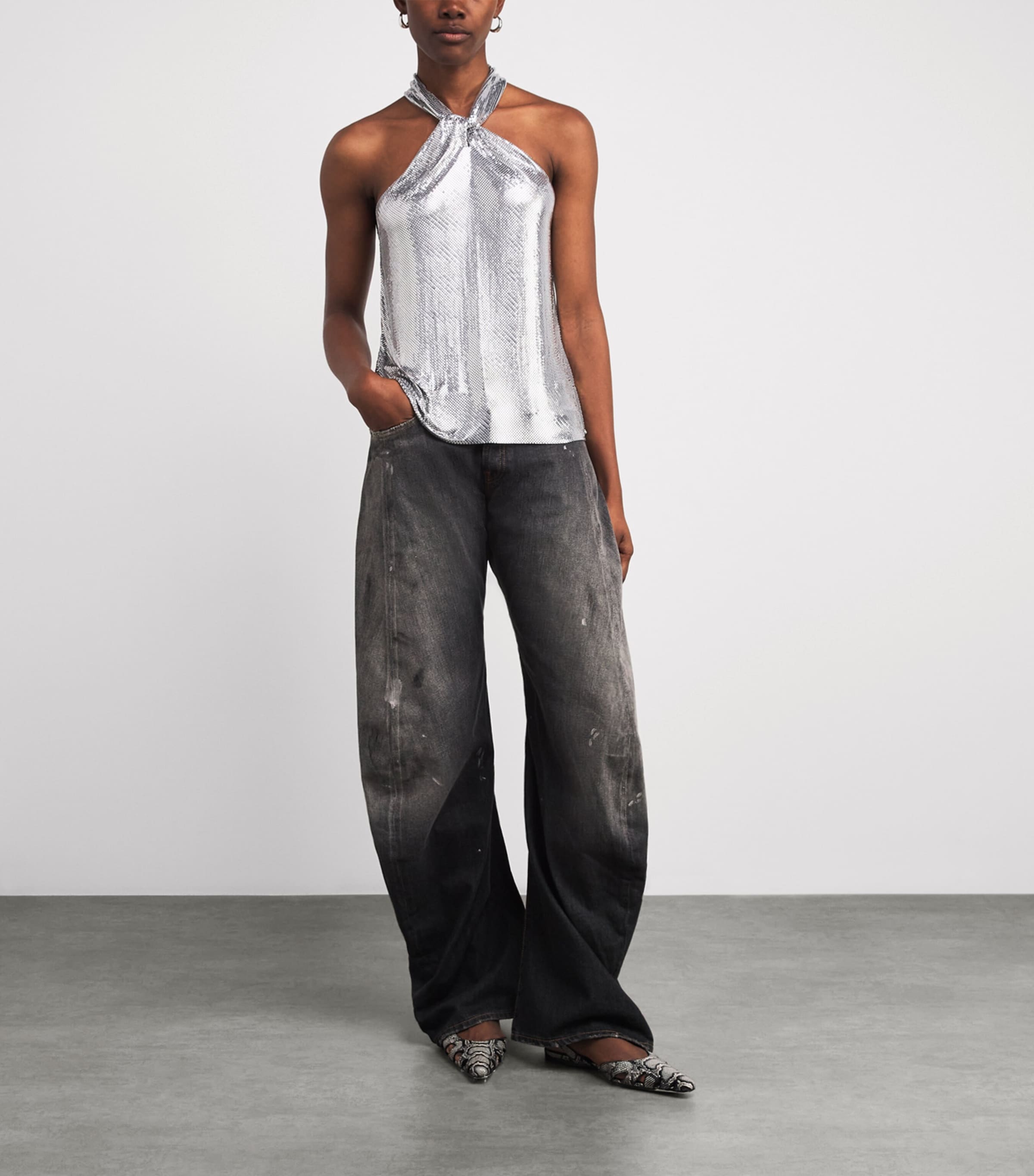 Chainmail Halterneck Top P040 SILVER Image 2