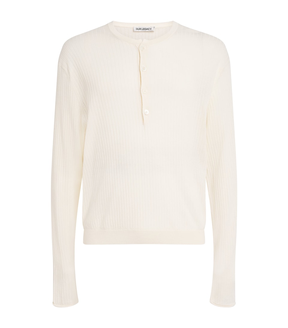 Our Legacy Cotton Ribbed Henley Top Ivory