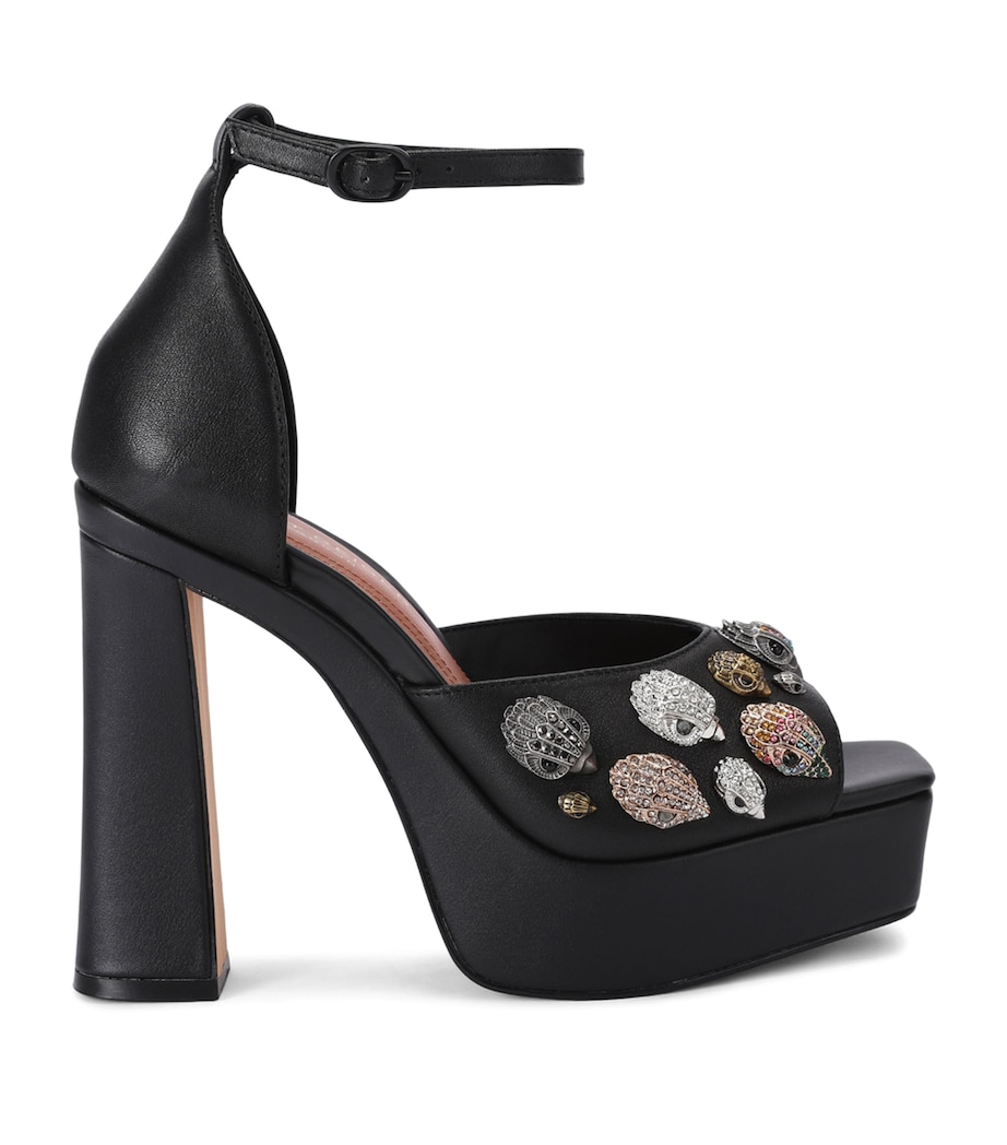Kurt Geiger London Leather Embellished Eagles Platform Sandals 13 Black Image 1