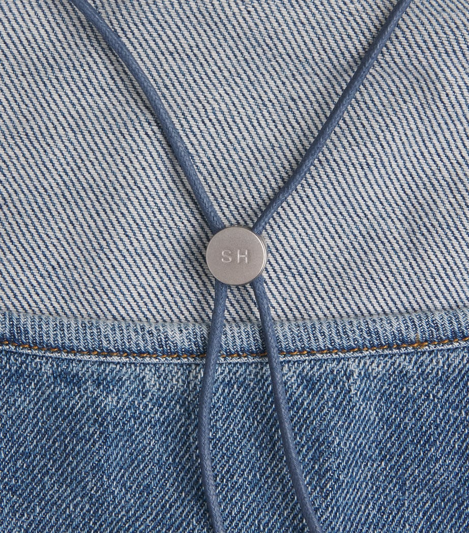 STILL HERE Womens Denim Toggle Tank Top Classic Blue Image 6