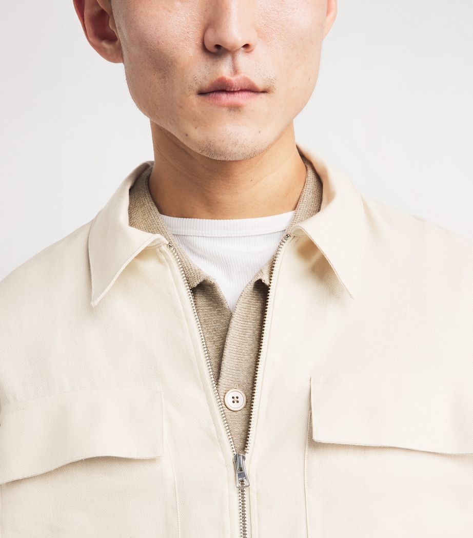 NN.07 Mens Viscose-Linen Zip-Up Overshirt Ivory Image 3
