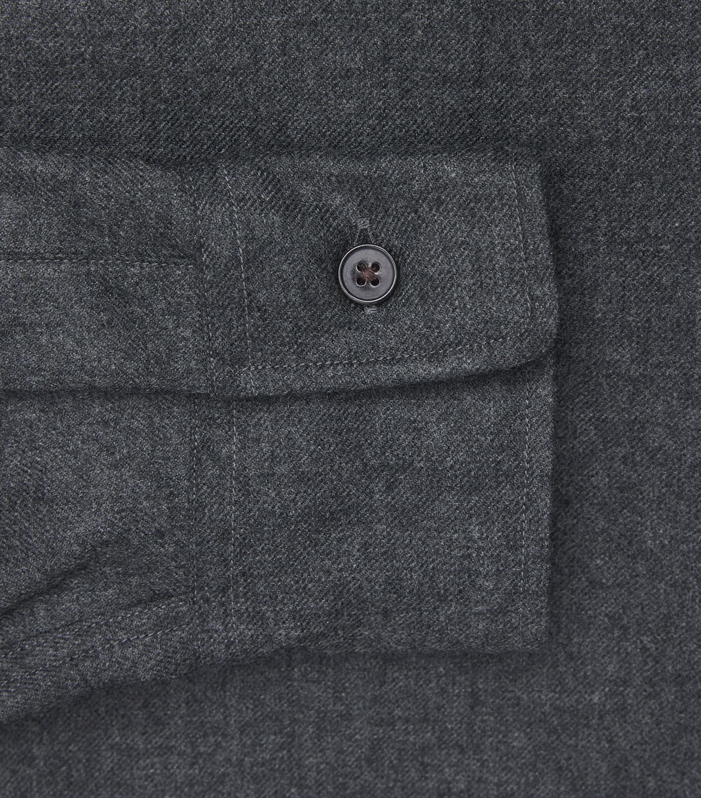 Auralee Mens Wool Flannel Shirt Top Charcoal Image 6