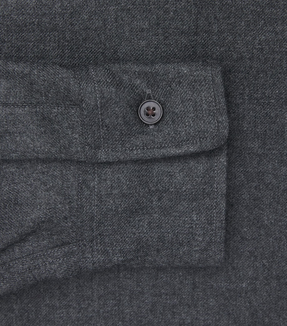 Auralee Mens Wool Flannel Shirt Top Charcoal Image 6