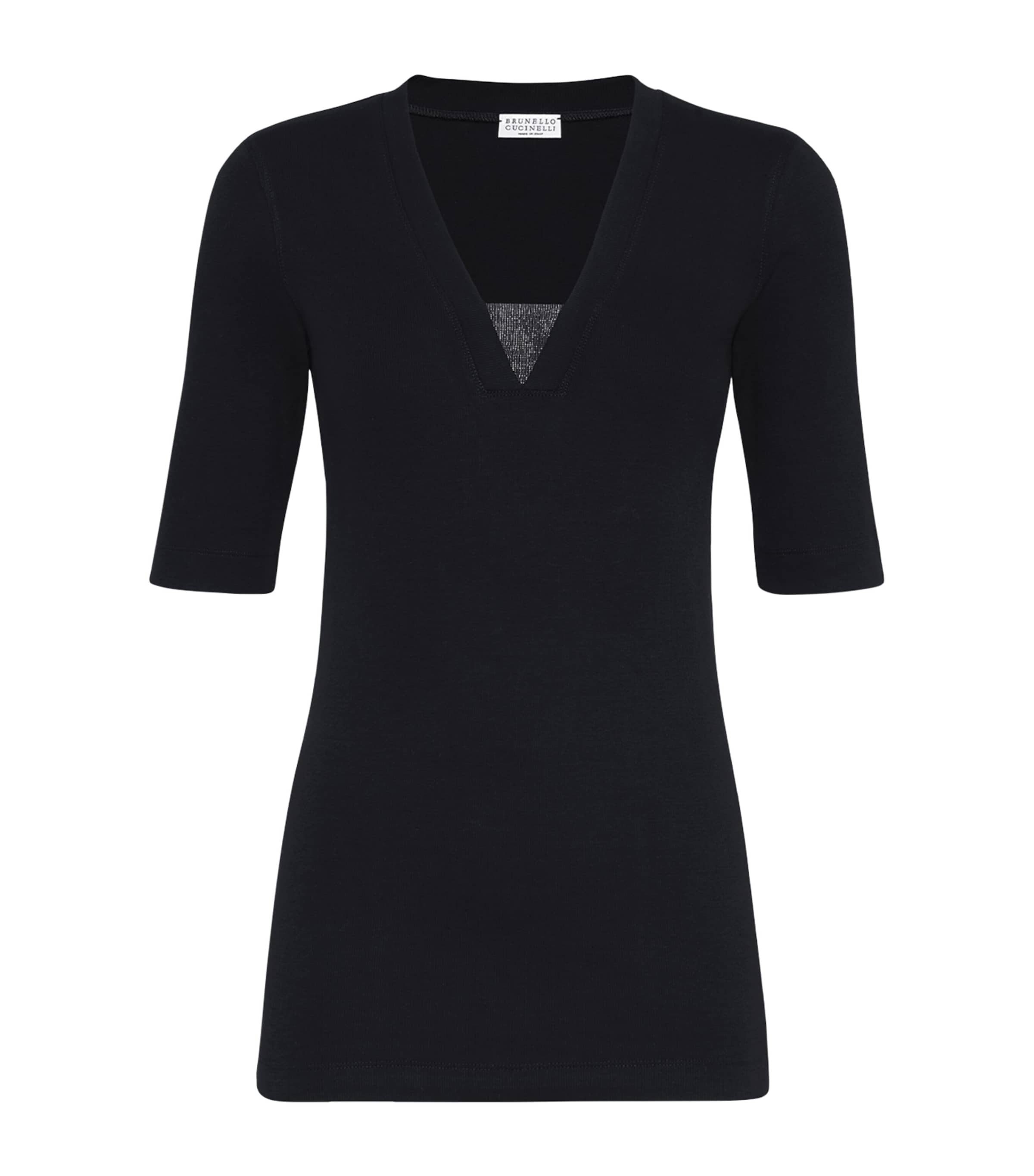 Stretch-Cotton Monili-Detail T-Shirt C101 Image 1