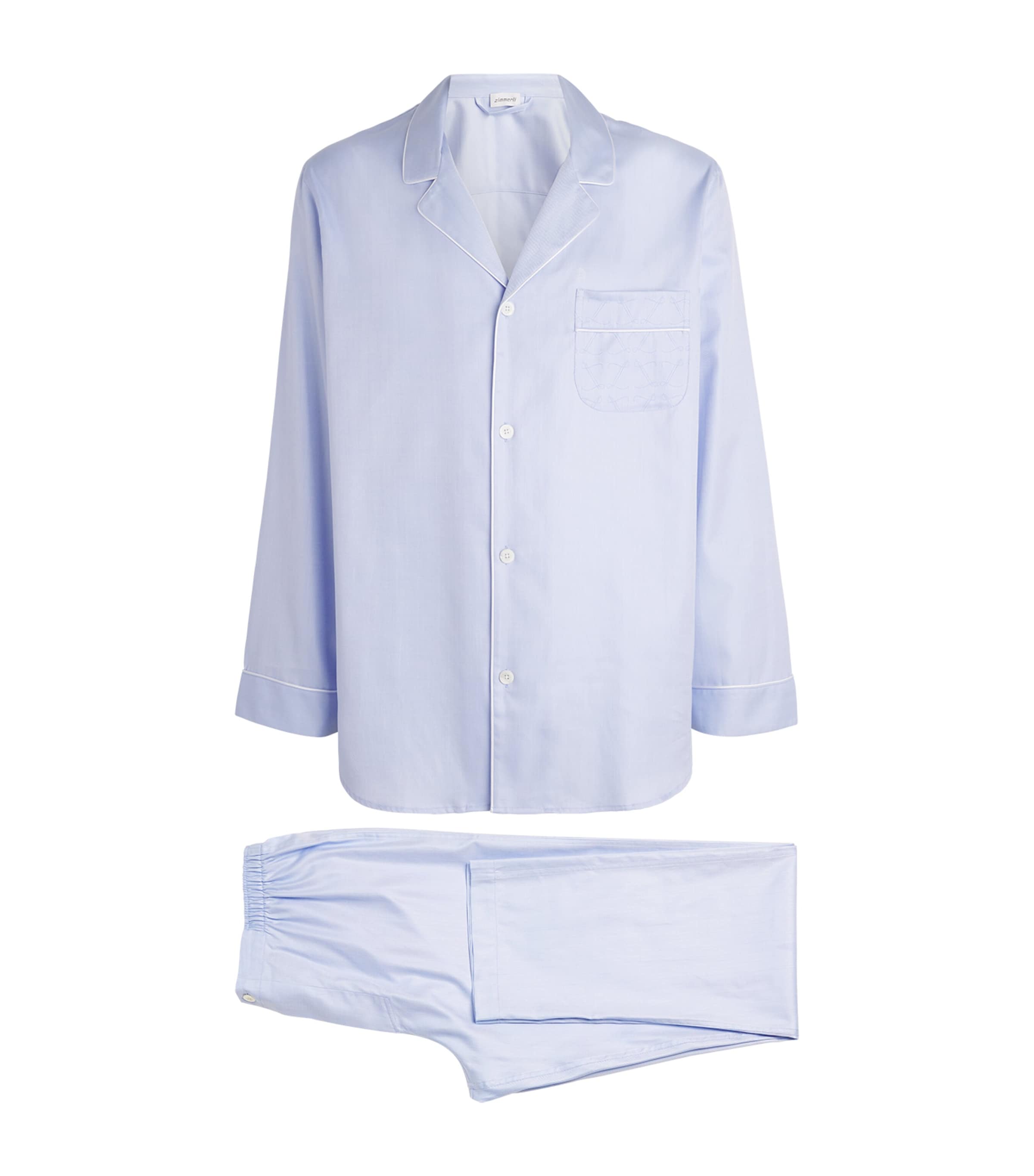 Zimmerli Sea Island Cotton Pyjama Set In Blue