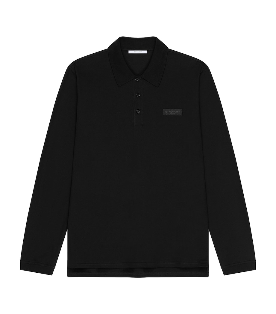 Cotton Logo Polo Shirt BLACK Image 1