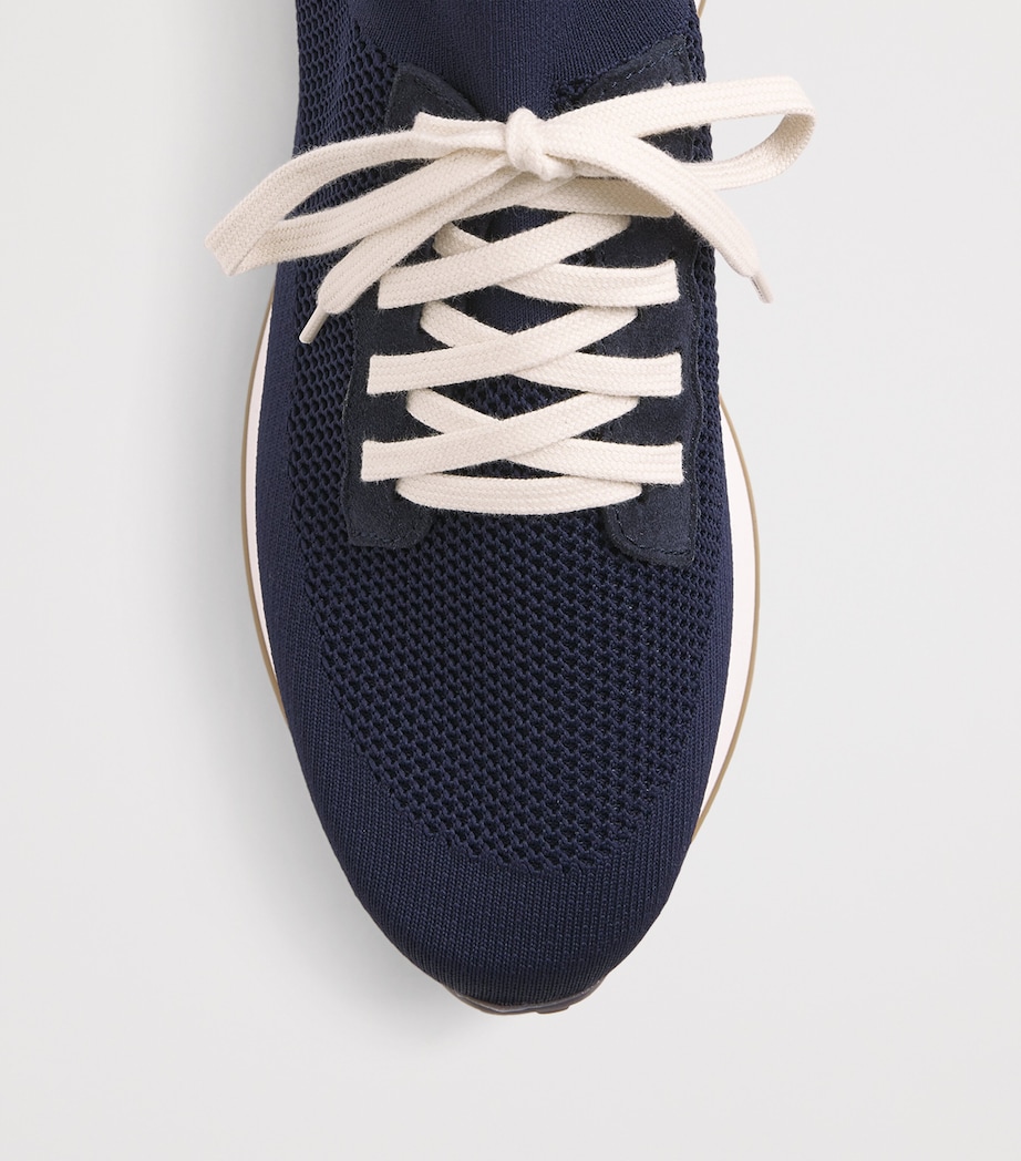 Leather-Blend Scarpa Running Trainers BLU, BLU Image 5