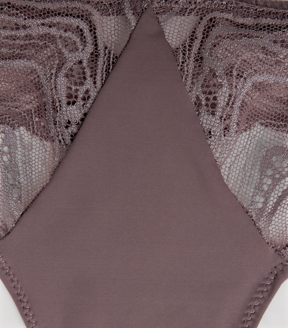 Calvin Klein Womens Lace Sensual Stretch Thong Pjs/botanical Brown Image 4