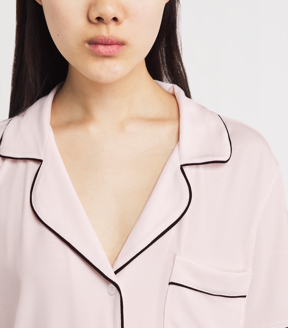 Eberjey Womens Short-Sleeve Gisele Pyjama Set Sorbet Pink/black Image 3