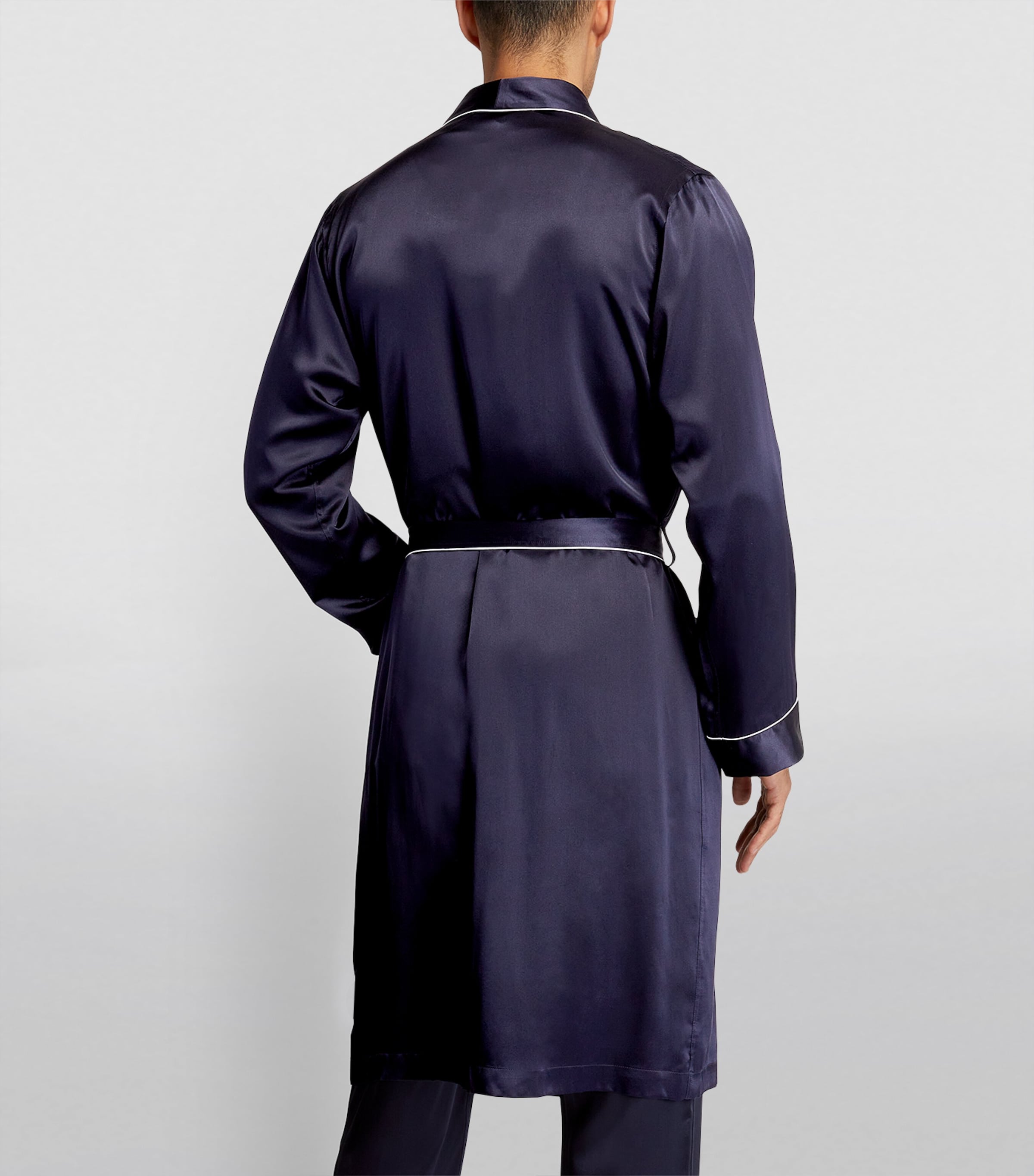 Silk Dressing Gown 447 NAVY Image 4