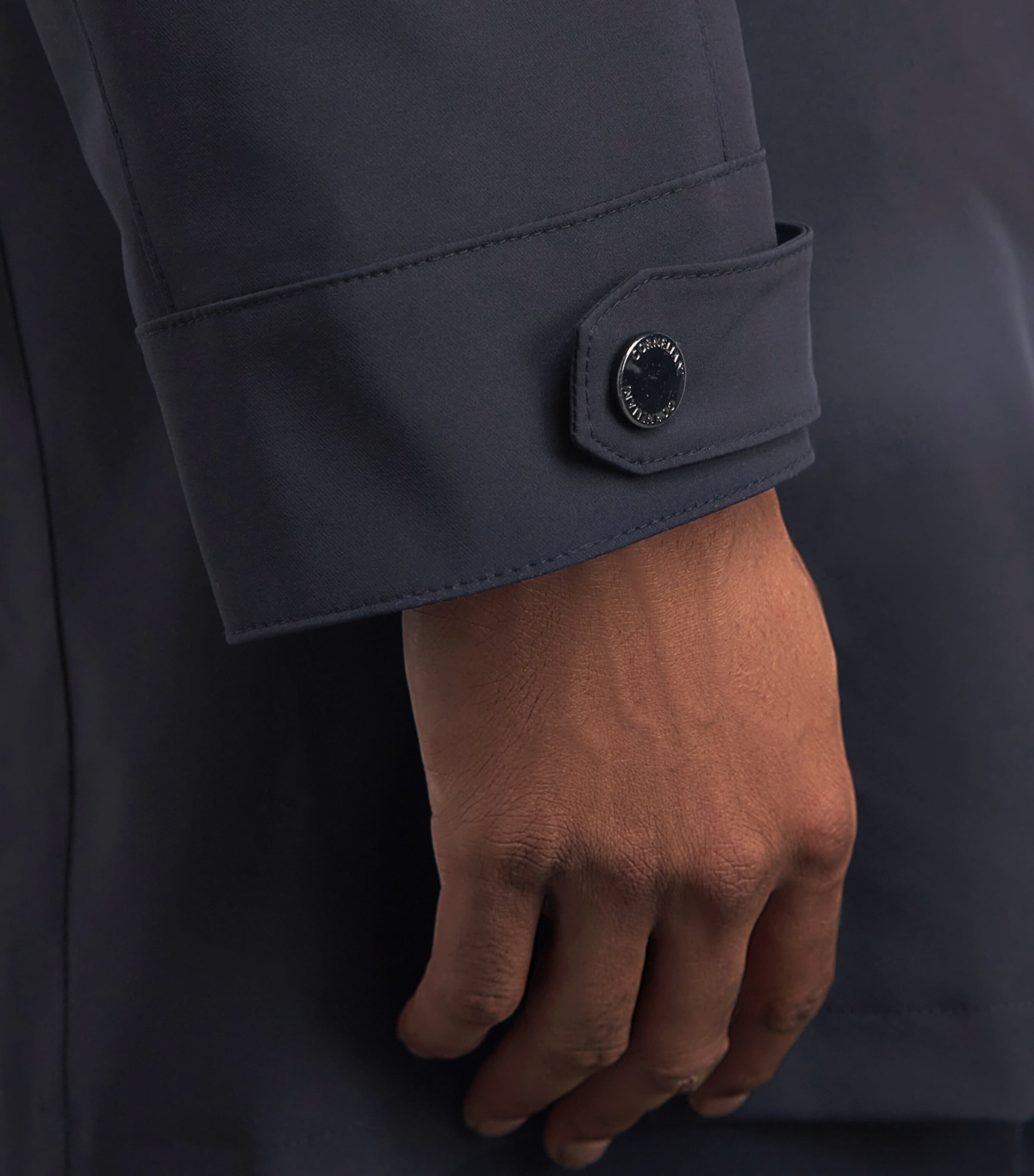 Corneliani Mens Water-Resistant Overcoat Navy Blue Image 3
