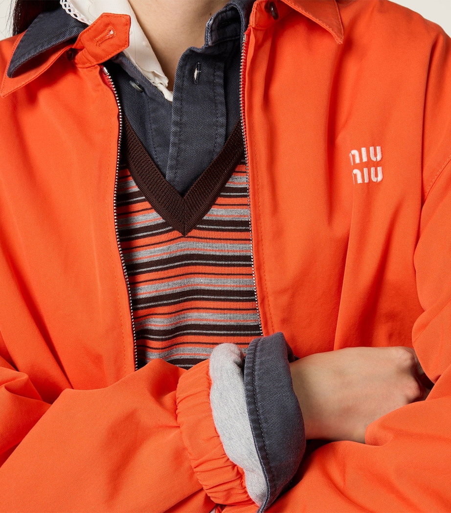 Miu Miu Womens Denim Distressed Logo Shirt Image 4