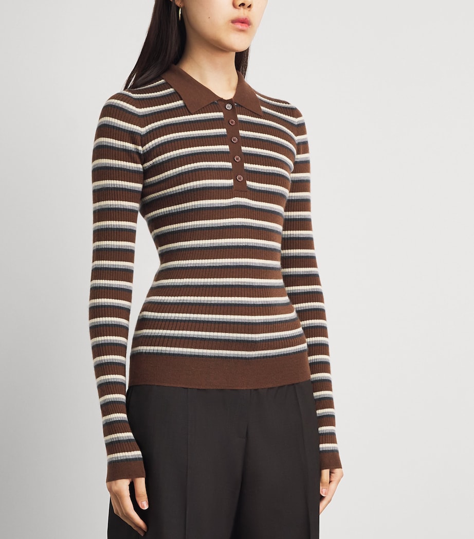 Herskind Womens Cashmere Stripe Milo Polo Shirt Stripe Image 4
