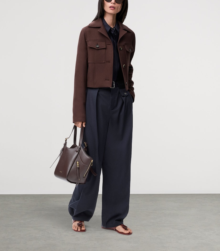 Cotton-Silk Gabardine Belted Trousers DARK NAVY Image 2