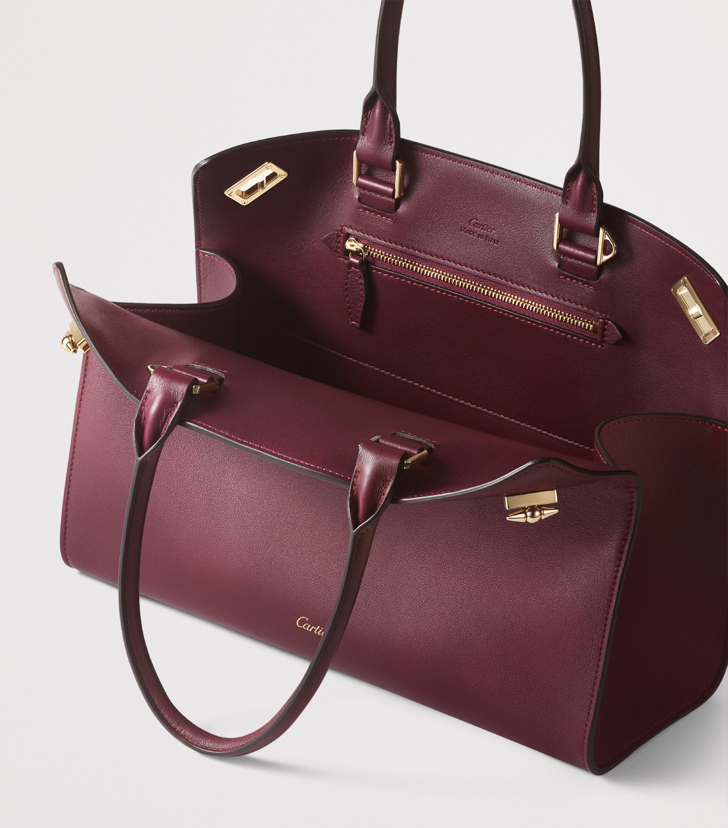 Cartier Small Leather Clash Tote Bag Burgundy Image 3