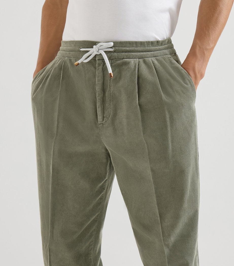 Brunello Cucinelli Mens Cotton Drawstring Trousers Army Green Image 6