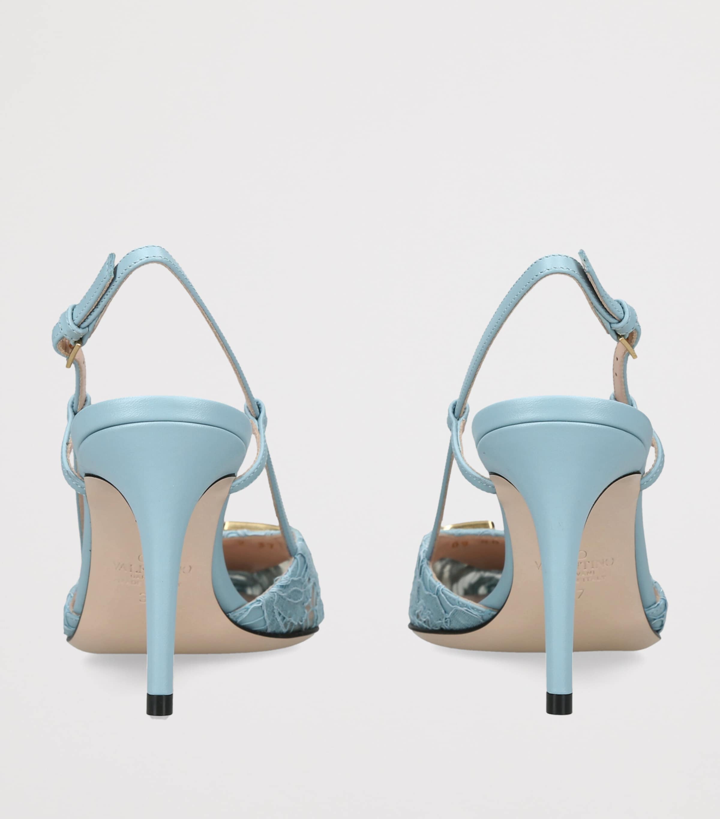 Valentino Garavani Lace VLogo Slingback Pumps 80 Pale Blue Image 4