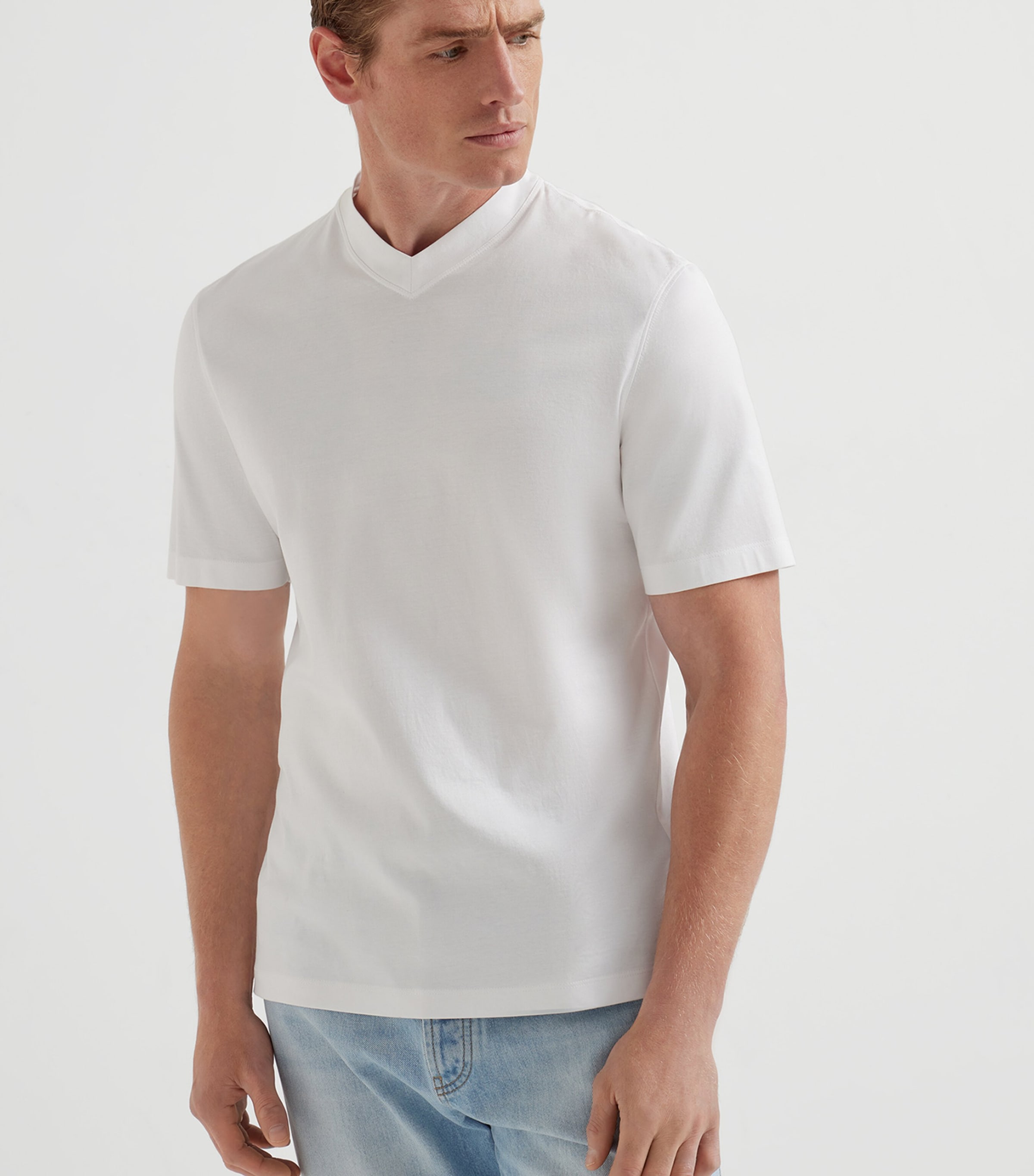 Cotton V-Neck T-Shirt C6159 Image 2