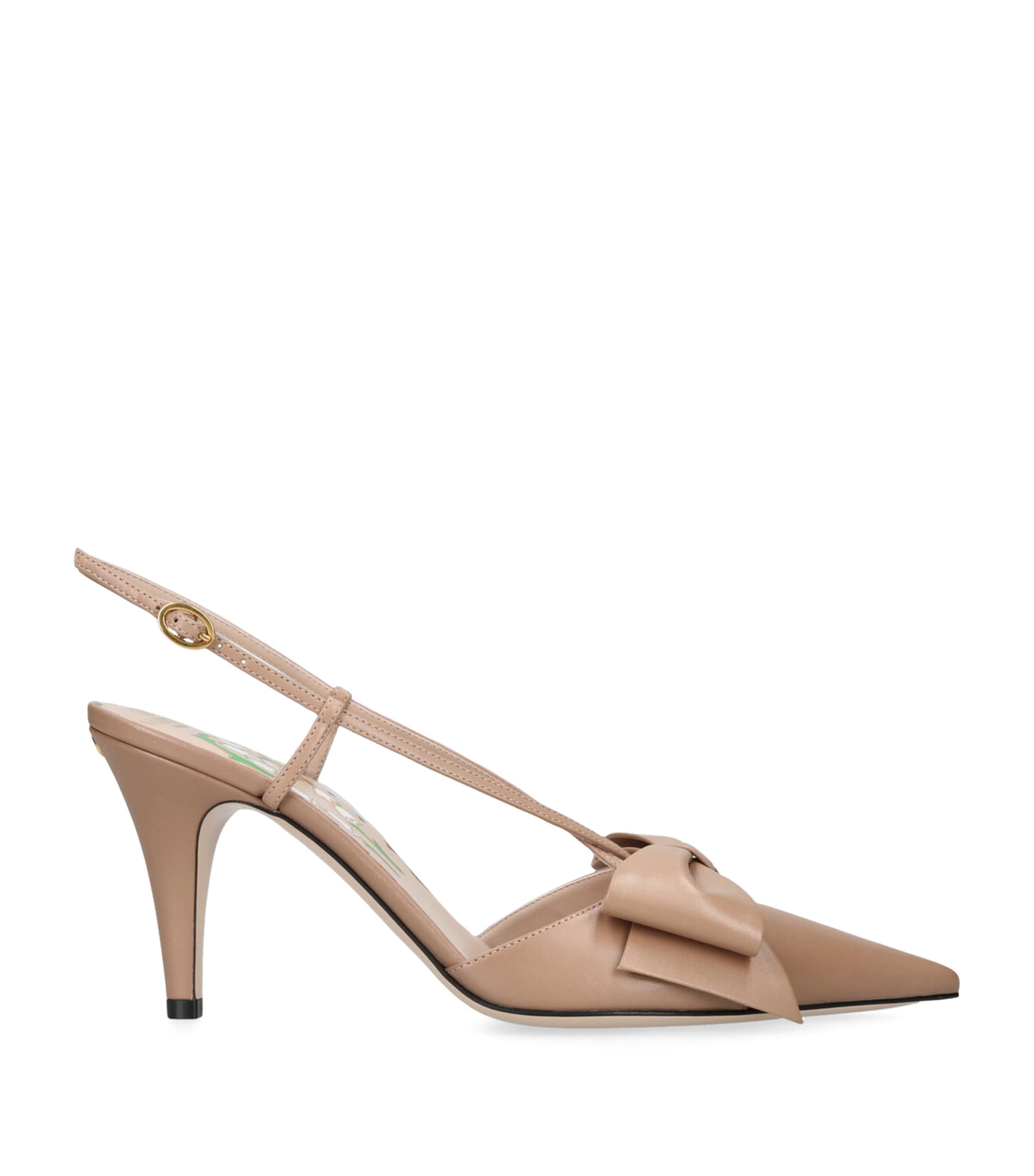 VALENTINO＞＞Bowow 85 レザー スリングバック パンプス VALENTINO GARAVANI Bowow 85 metallic leather and moiré