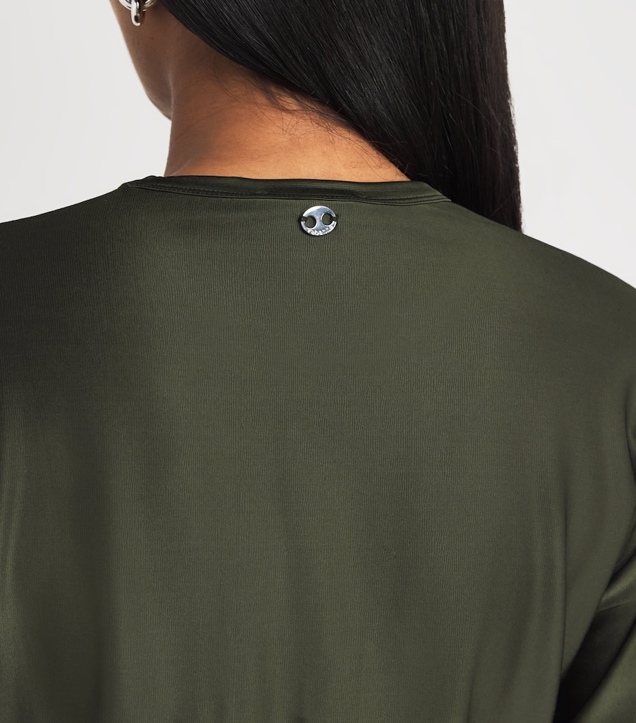 Jersey Ring-Gathered Crop Top P319 NEW KAKI Image 6