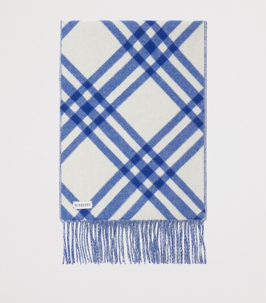 Cashmere Check Scarf KNIGHT BLUE Image 2