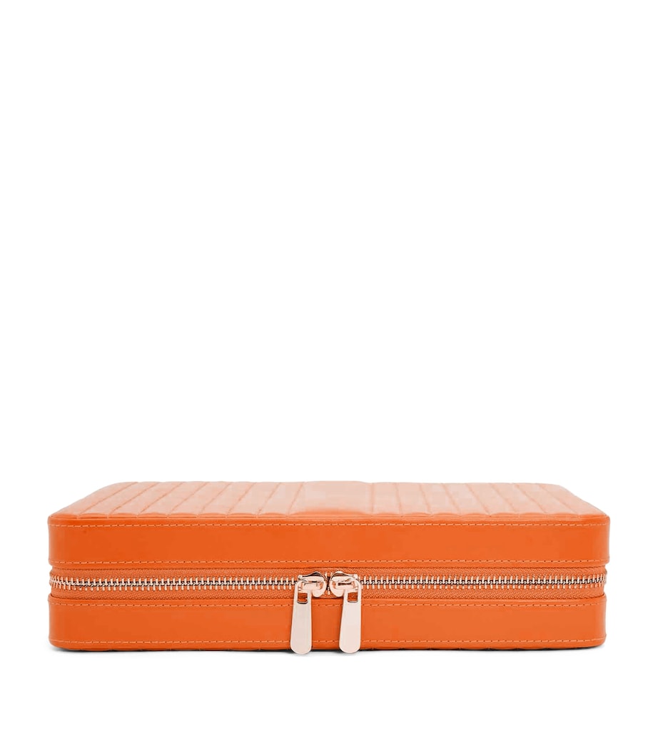 Large Leather Maria Jewellery Case TANGERINE Image 1