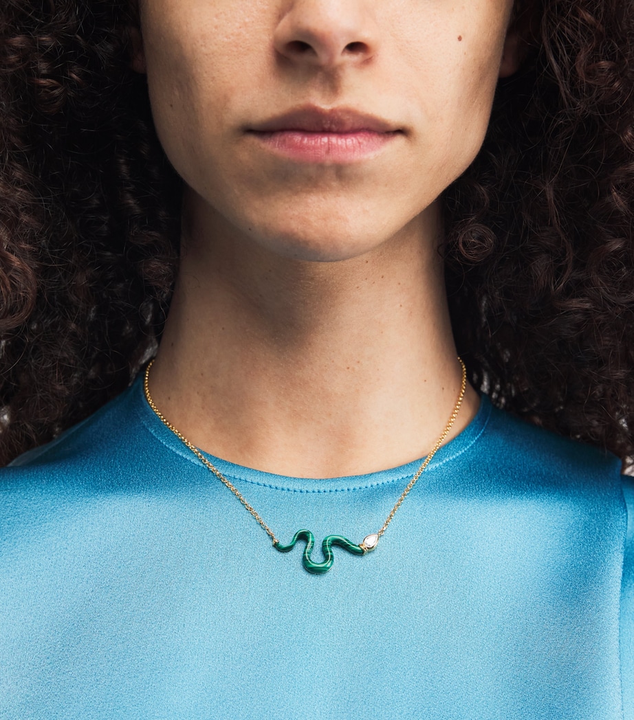 Large Yellow Gold, Diamond and Malachite N*93 Boa Necklace YELLOW GOLD Image 2