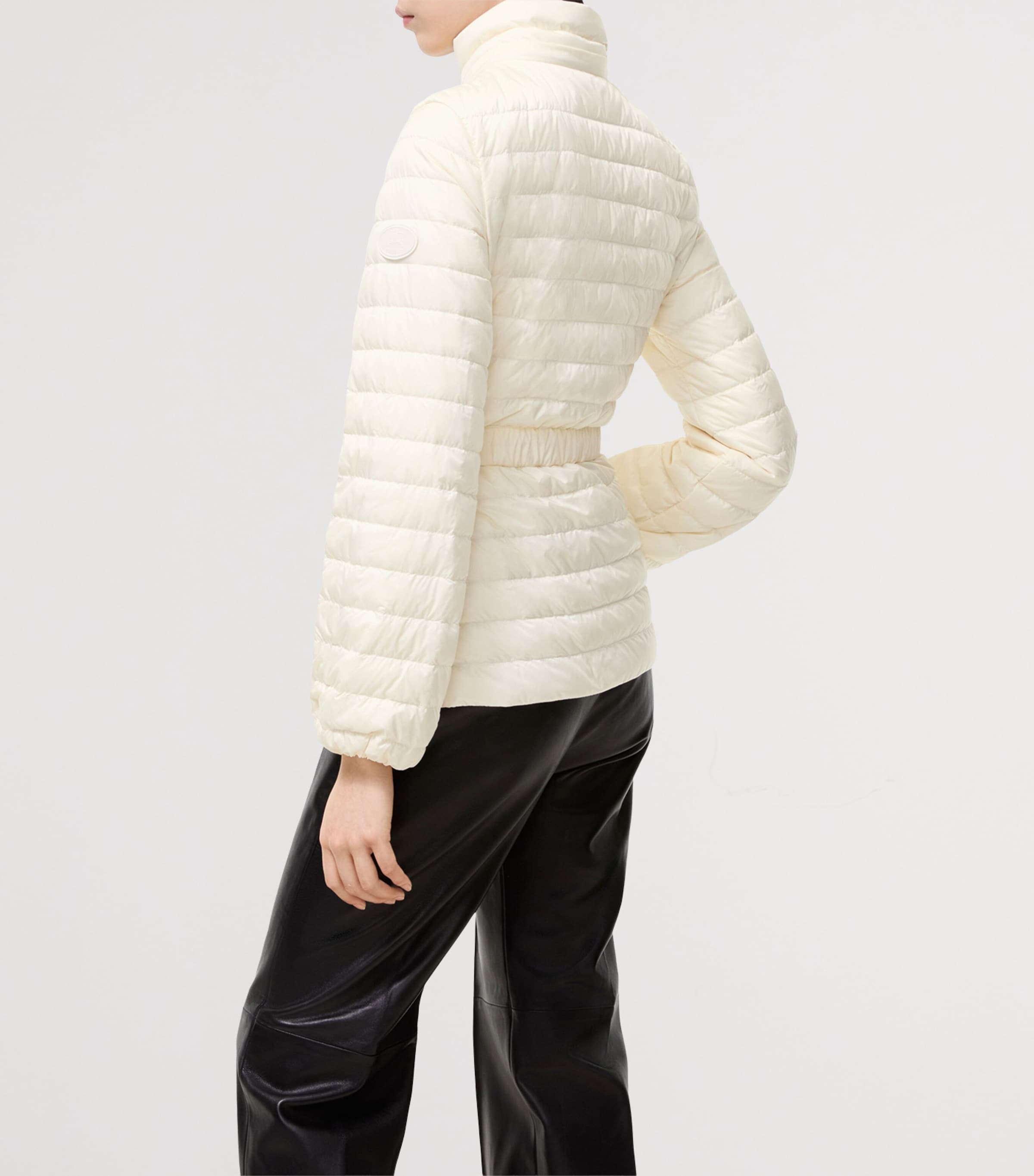Burberry Womens Belted Puffer Jacket Tundra White Image 3