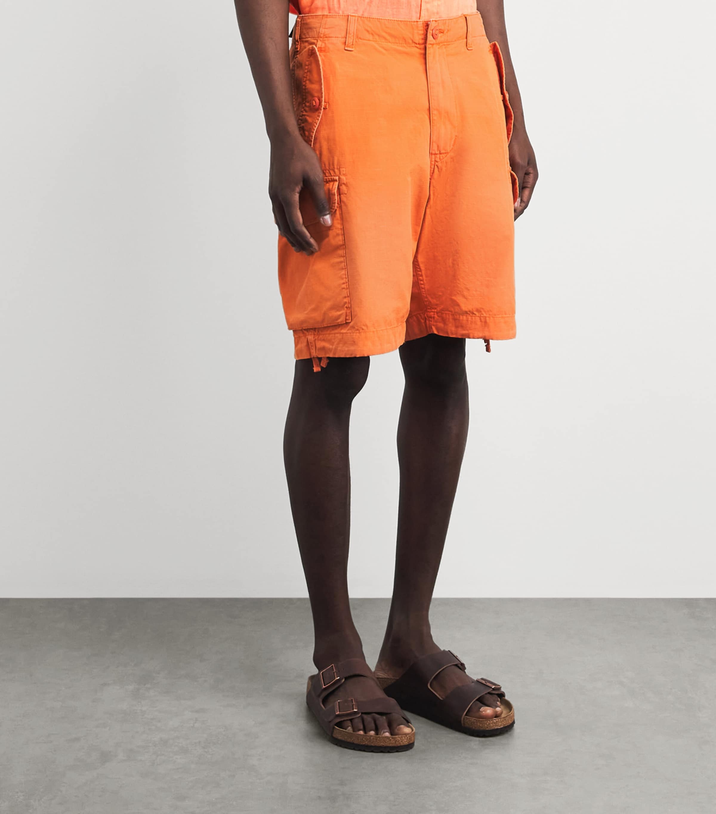 Polo Ralph Lauren Mens Cotton Cargo Shorts Washed Optic Orange Image 4