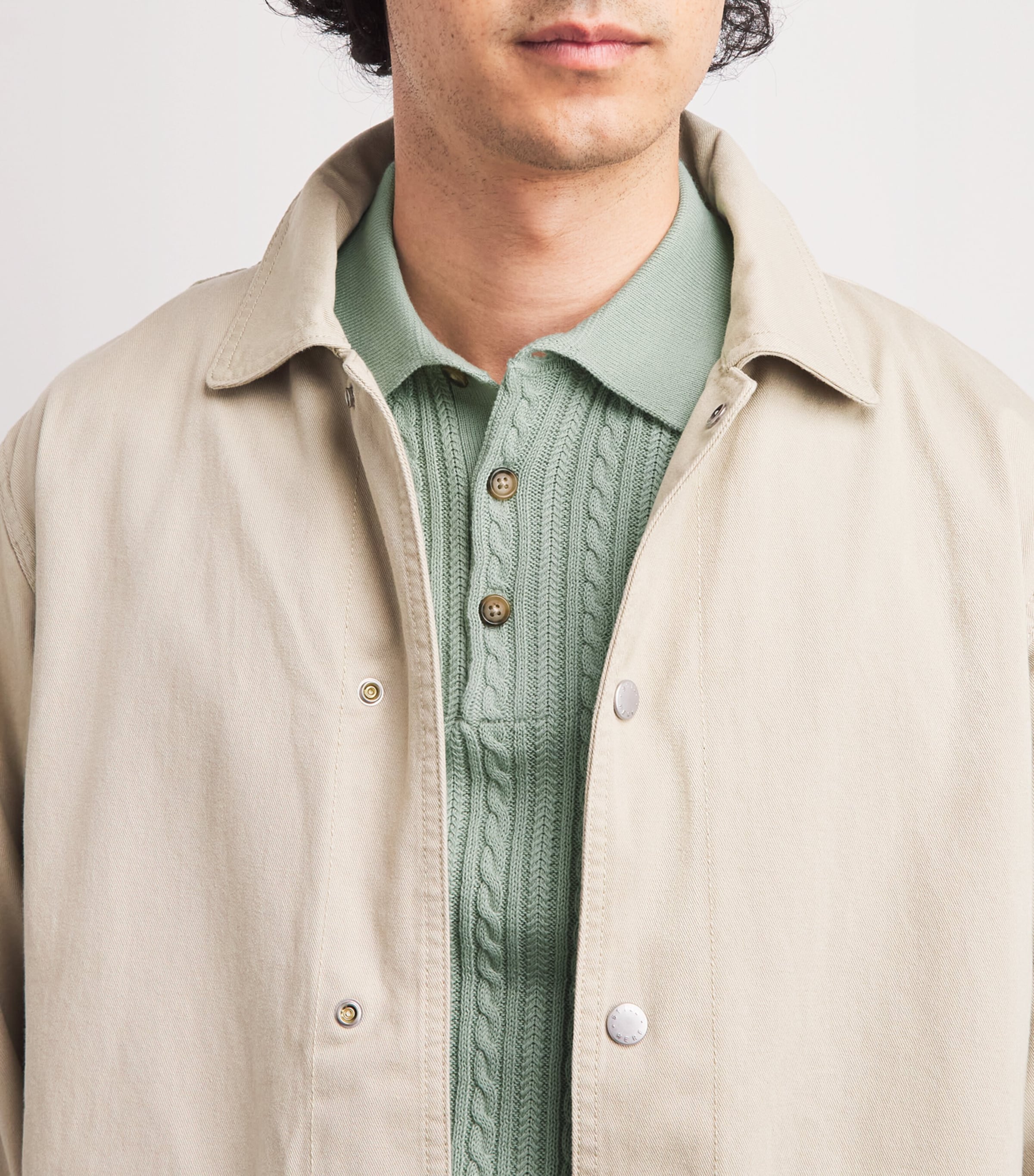 Polo Ralph Lauren Mens Cotton Cable-Knit Polo Shirt Light Green Image 3