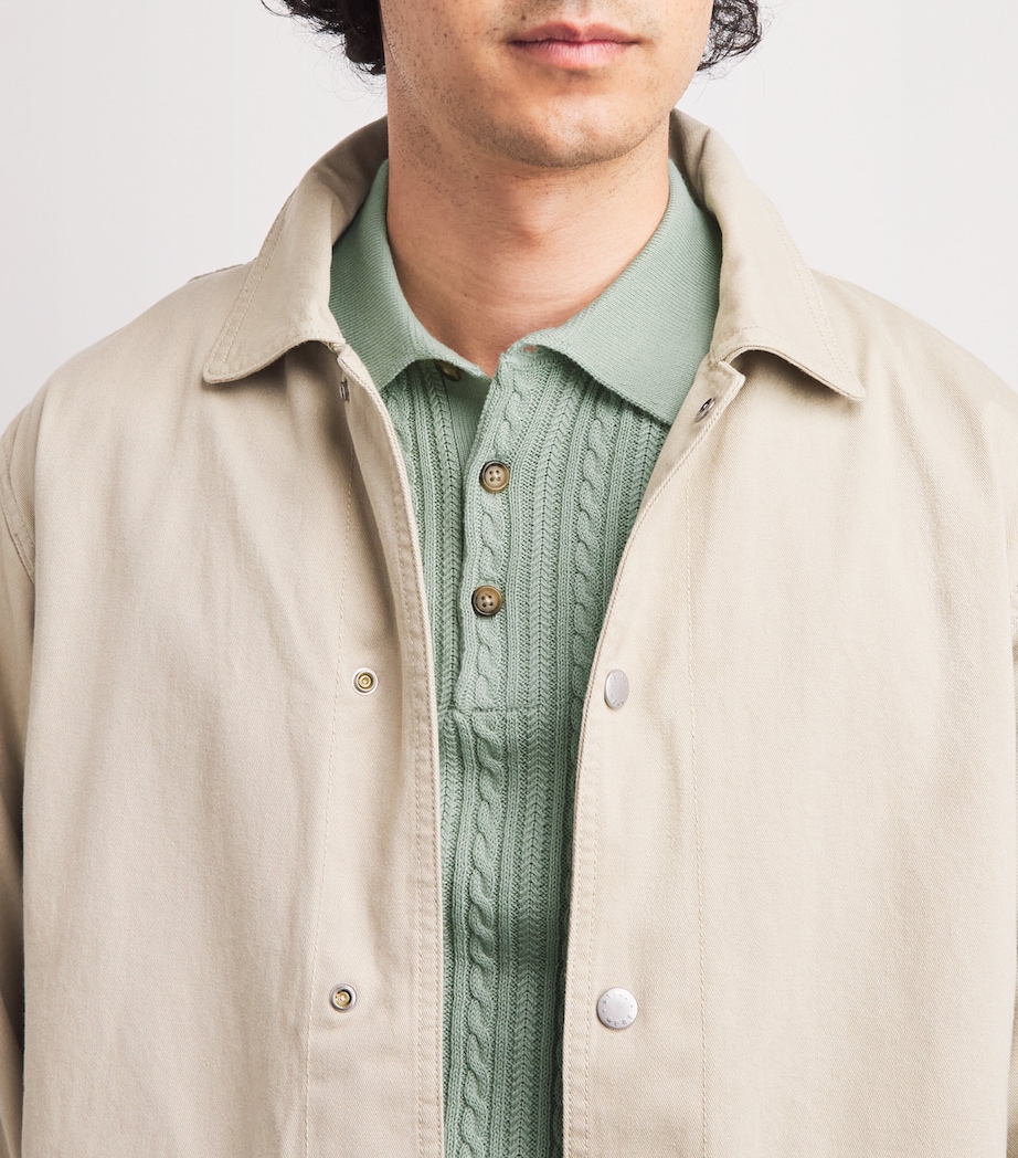 Polo Ralph Lauren Mens Cotton Cable-Knit Polo Shirt Light Green Image 3