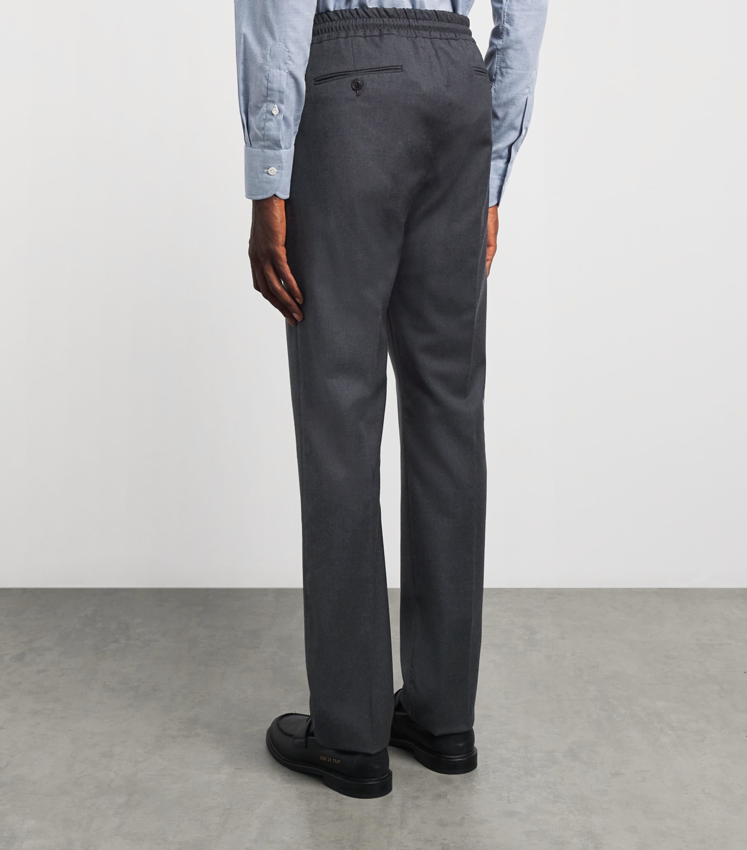 Pal Zileri Mens Stretch-Virgin Wool Drawstring Trousers Grey Image 5