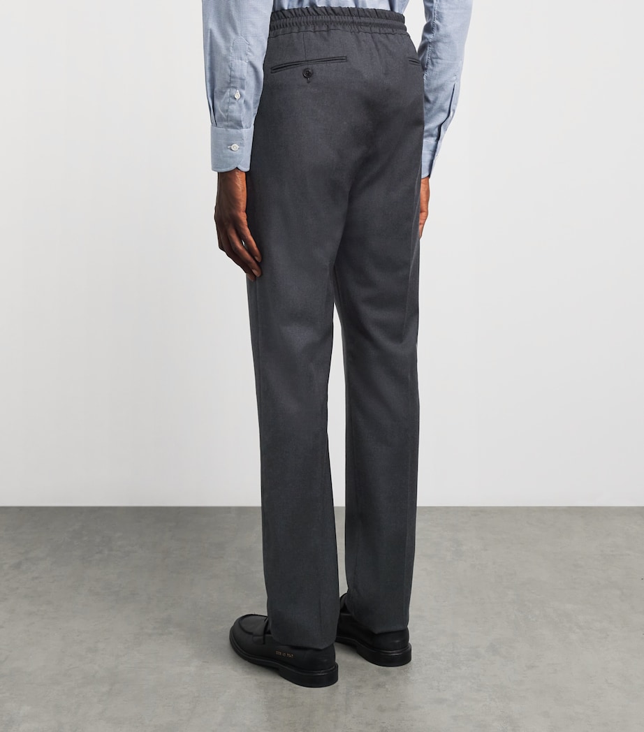 Pal Zileri Mens Stretch-Virgin Wool Drawstring Trousers Grey Image 5