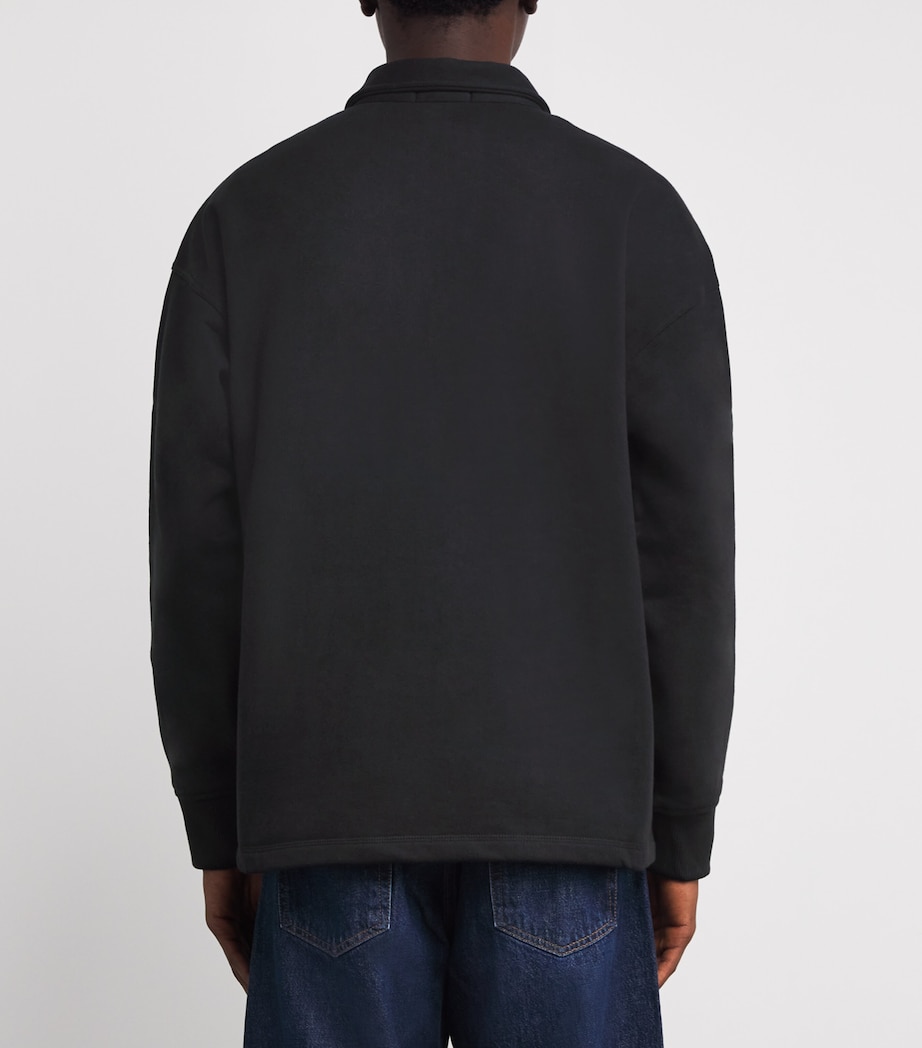 Quarter-Zip Collared Sweatshirt BLACK Image 4