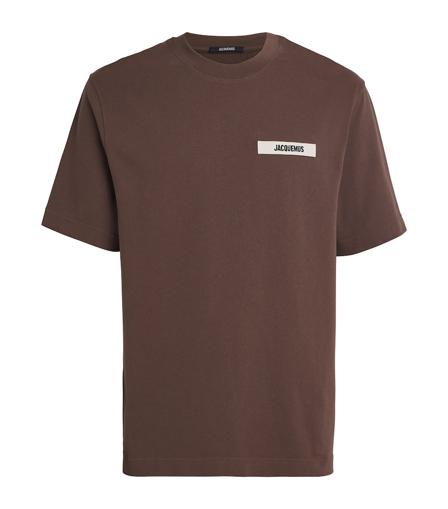 Cotton Logo Patch T-Shirt 880-DARK BROWN Image 1