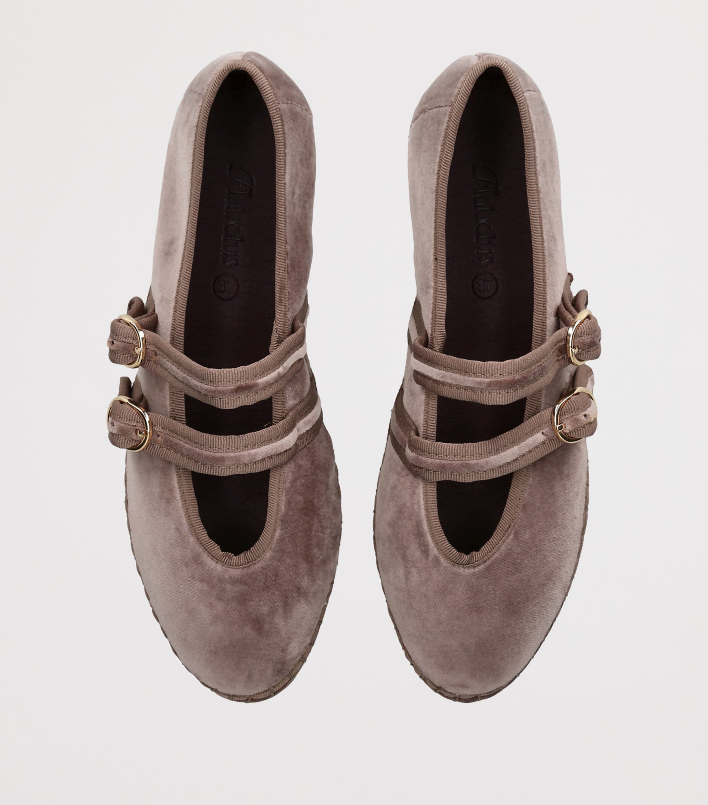 Flabelus Velvet Claire Mary Jane Flats Taupe Image 3