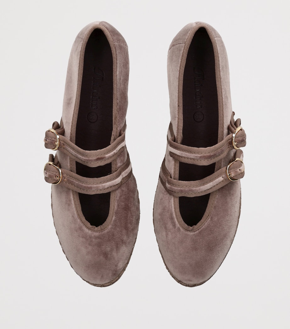 Flabelus Velvet Claire Mary Jane Flats Taupe Image 3