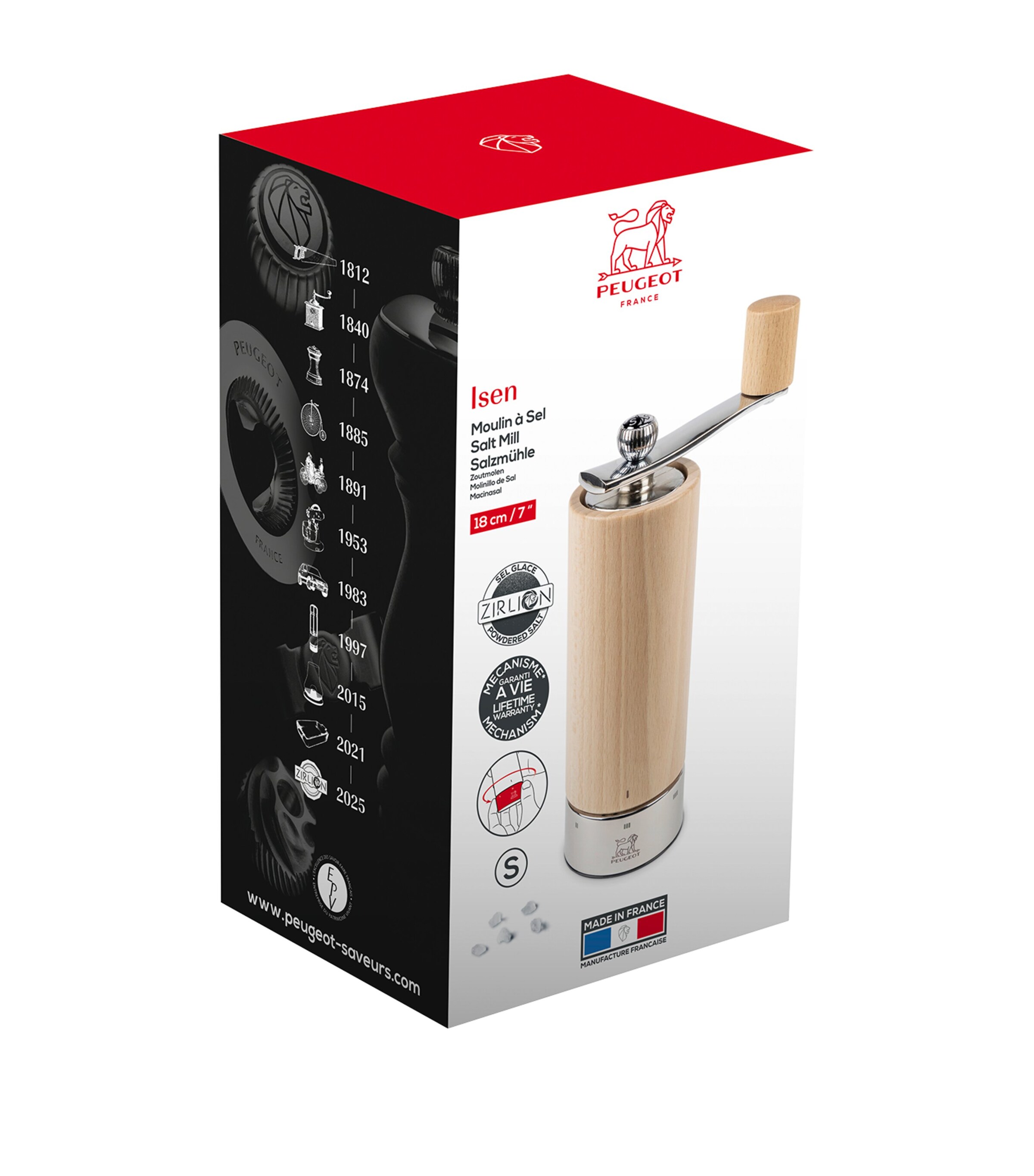 Peugeot Beechwood Isen Salt Mill (18cm) Natural Wood Image 2
