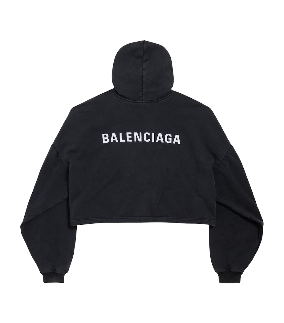 Balenciaga Womens Logo Cropped Hoodie Image 2
