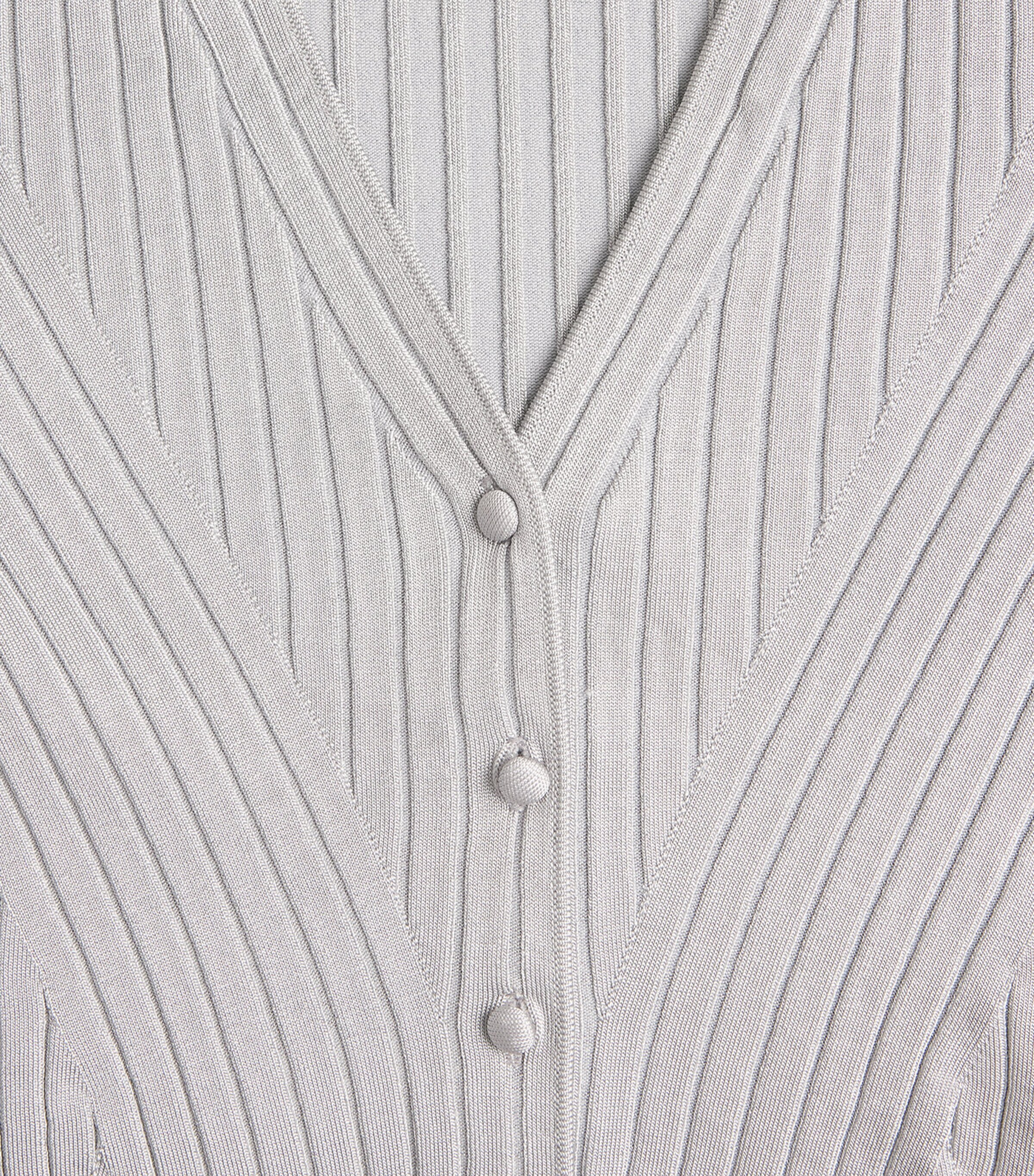 Adam Lippes Womens Rib-Knit V-Neck Cardigan Silver Image 6