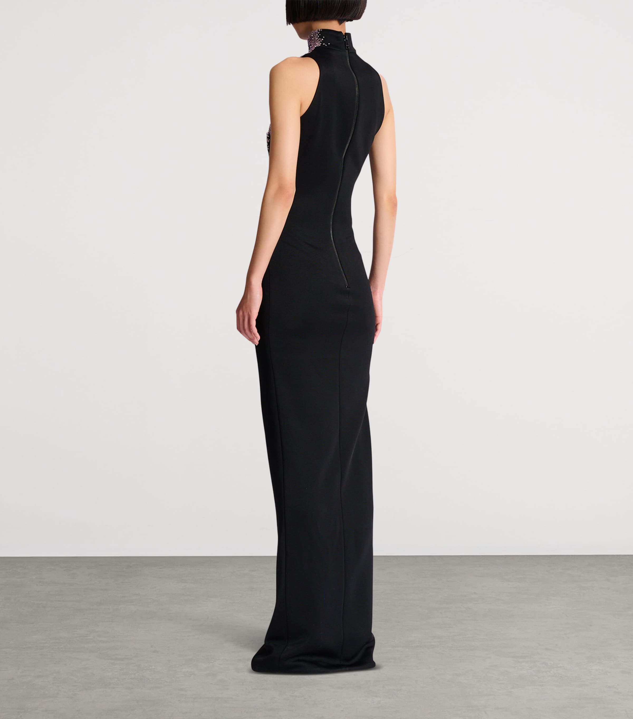 Balmain Womens Embellished Milano Gown Eqw Noir/violet Image 3