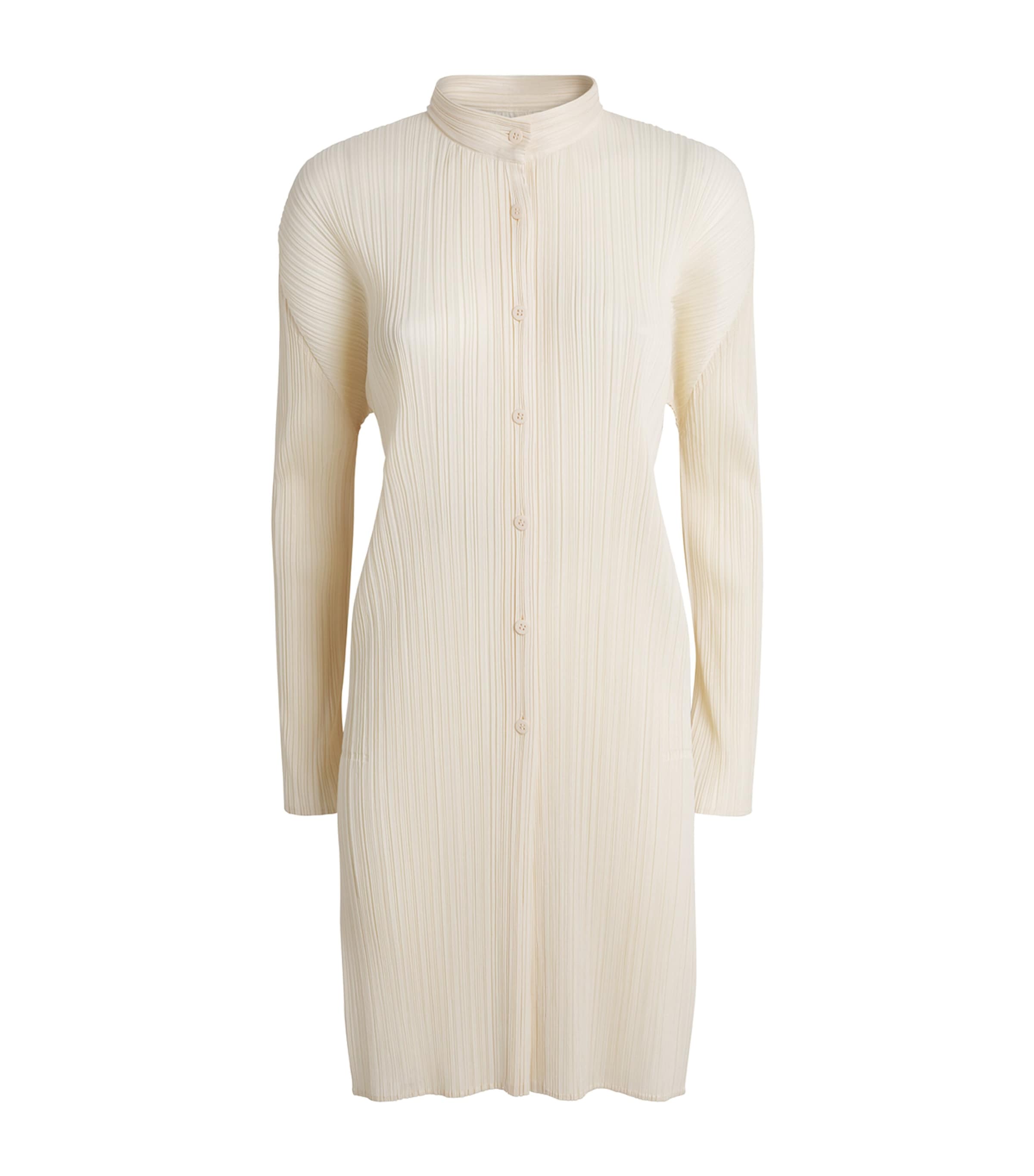 Pleats Please Issey Miyake Womens Pleated Stand Collar Shirt Off White Image 1