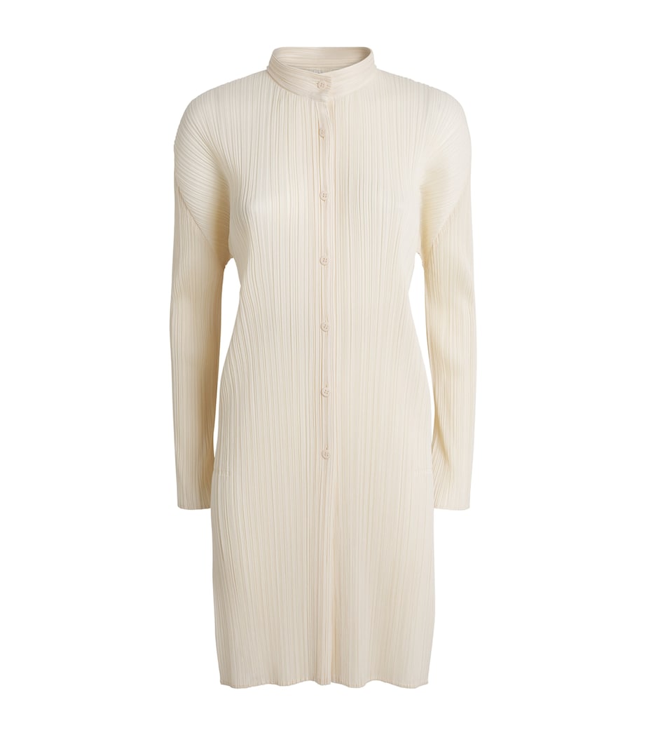 Pleats Please Issey Miyake Womens Pleated Stand Collar Shirt Off White Image 1