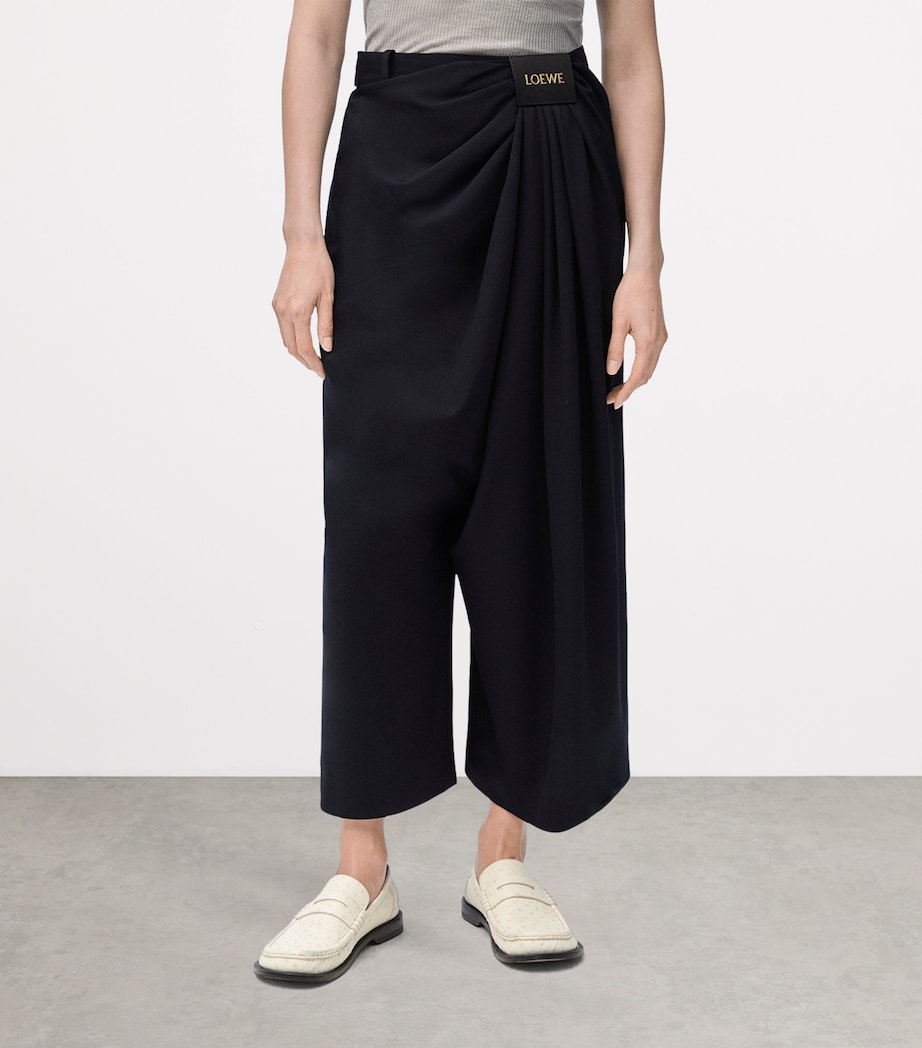 Wool Draped Cropped Trousers DARK NAVY BLUE Image 3