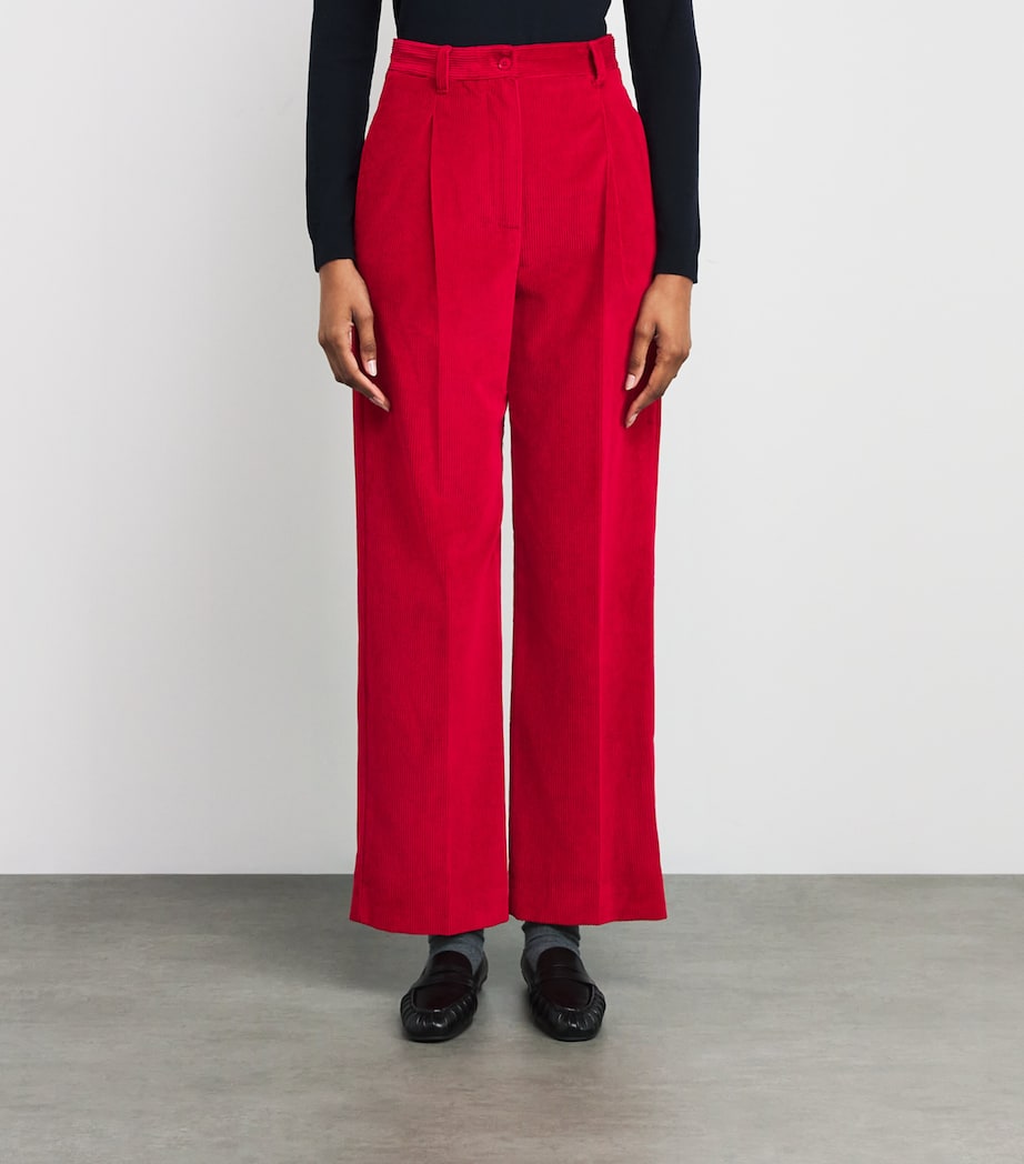 Corduroy Straight Trousers RED Image 3