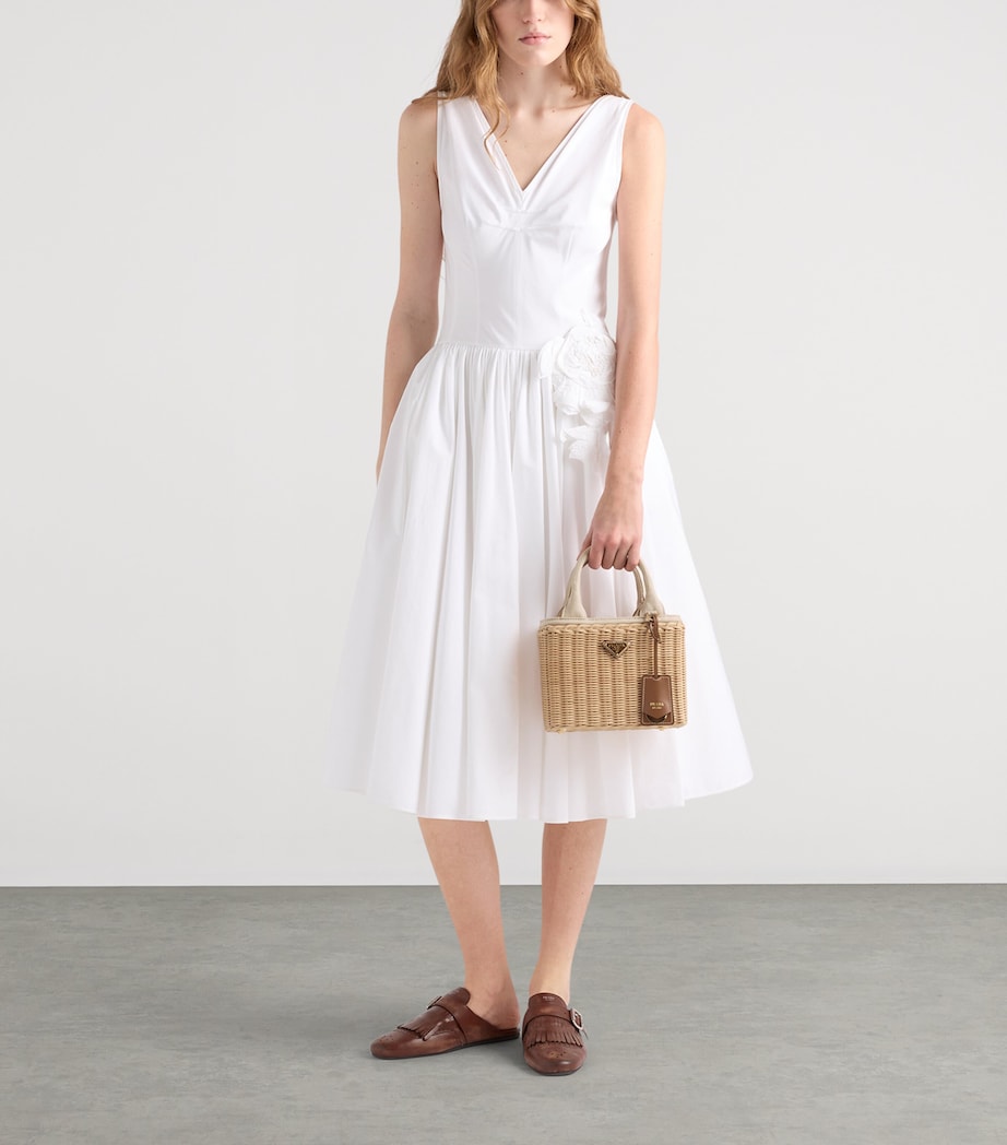 Prada Small Wicker Top-Handle Bag Neutral Image 2