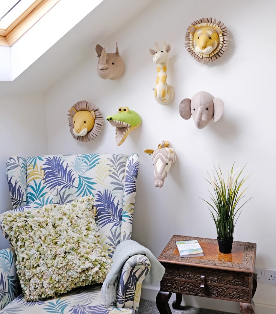 Mini Organic Wool Tiger Head Decoration (25cm) YELLOW Image 5