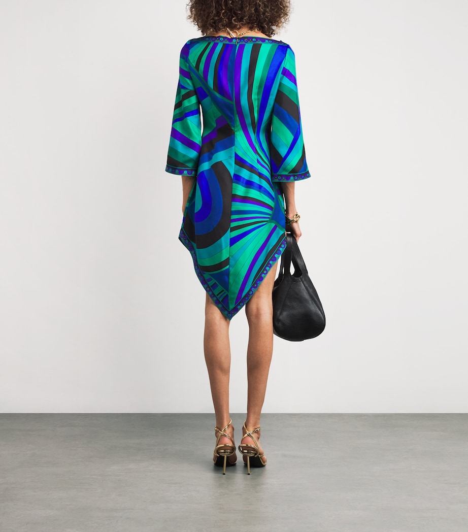 Silk Iride Print Midi Dress 051 SMERALDO Image 3