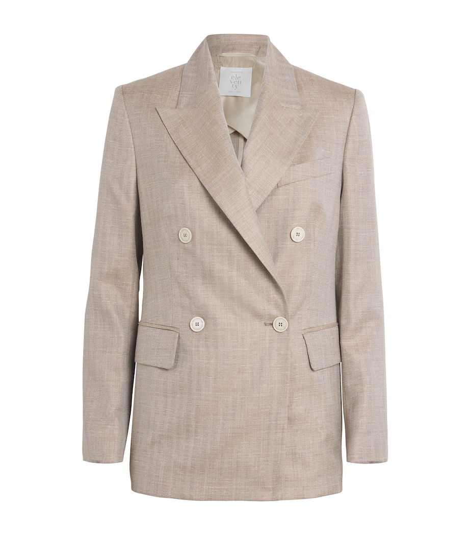Wool-Silk-Linen Double-Breasted Blazer TABACCO Image 1