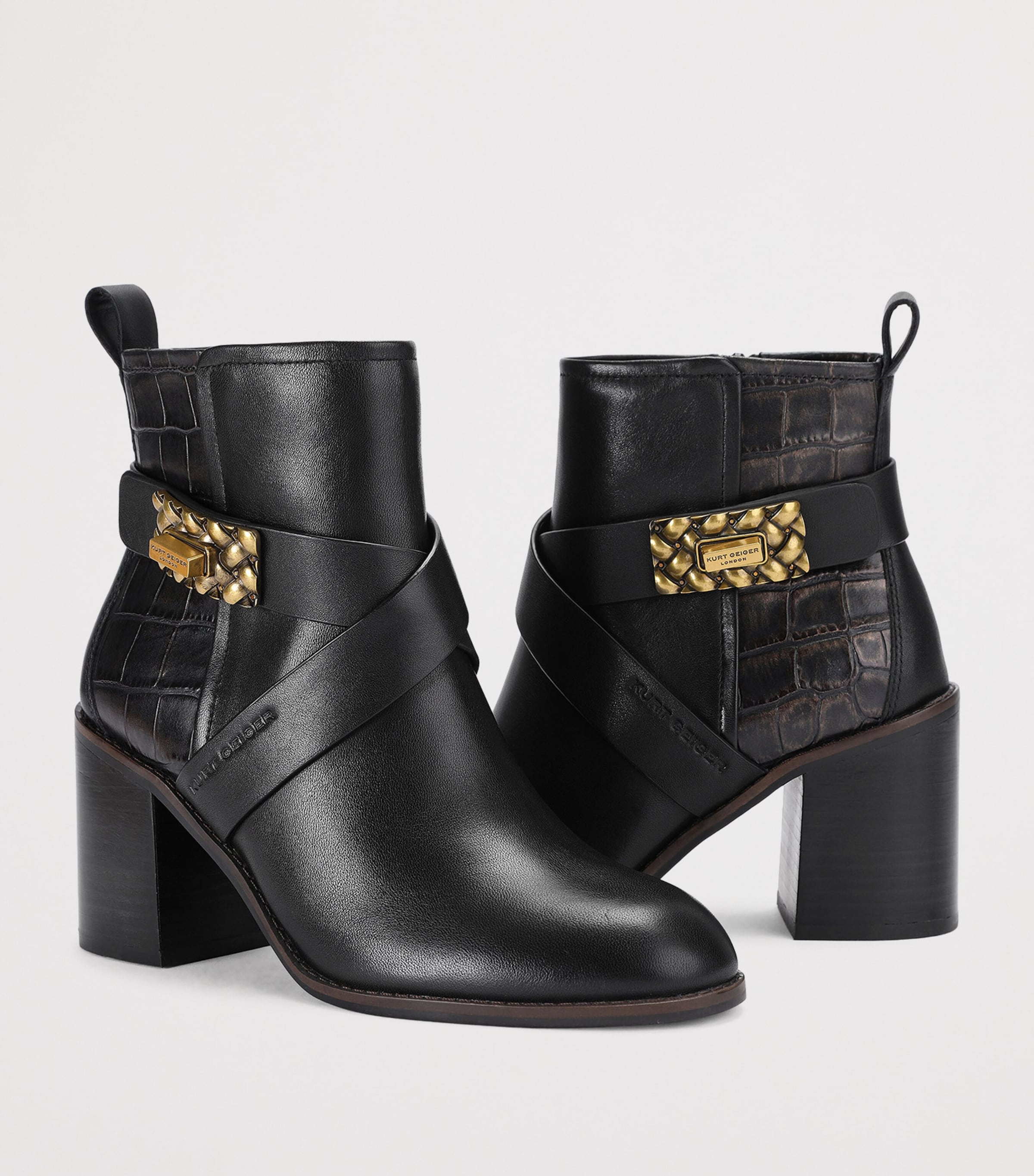 Kurt Geiger London Leather Marylebone Ankle Boots Black Image 2